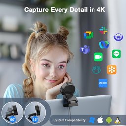 كاميرا ويب EMEET C950 بدقة 4K للحاسوب، مزودة بخاصية التركيز التلقائي (PDAF) وميكروفون، وتعمل عبر منفذ USB EMEET C950 4K Webcam for PC, PDAF Autofocus, USB Webcam with Microphone