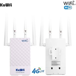جهاز توجيه (راوتر) 4G من KuWFi، مخصص للاستخدام الخارجي، تصل سرعته إلى 150 ميجابت في الثانية، ويدعم بطاقات SIM. KuWFi 4G Router, Outdoor 4g Router up to 150 Mbps, 4G LTE Router Supports SIM Cards, 2.4GHz Mobile WLAN Router