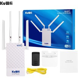 جهاز توجيه (راوتر) 4G من KuWFi، مخصص للاستخدام الخارجي، تصل سرعته إلى 150 ميجابت في الثانية، ويدعم بطاقات SIM. KuWFi 4G Router, Outdoor 4g Router up to 150 Mbps, 4G LTE Router Supports SIM Cards, 2.4GHz Mobile WLAN Router