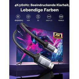 كابل Jsaux من USB-C إلى HDMI بطول 2 متر، يدعم دقة 4K بتردد 60 هرتز Jsaux USB C to HDMI Cable 2 m, 4K @ 60 Hz