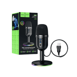 مايكروفون مكتبي احترافي هوكو L25 ثلاثي الأبعاد 360 درجة مع إضاءة RGB وتوصيل USB (hoco. L25) hoco. L25 360° Omnidirectional RGB Desktop USB-A Microphone مايكروفون مكتبي احترافي هوكو L25 ثلاثي الأبعاد 360 درجة مع إضاءة RGB وتوصيل USB (hoco. L25) hoco. L25 3