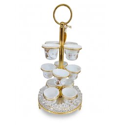 سيت مقدمة مع 12فنجان قهوة عربي بلون ذهبي Arabic coffee set