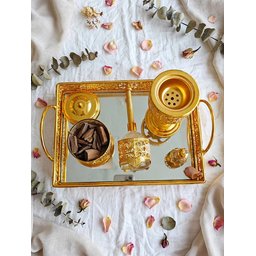 سيت مبخرة 4قطع ذهبي زجاج Gold incense burner set
