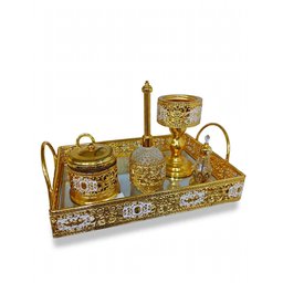 سيت مبخرة 4قطع ذهبي زجاج Gold incense burner set