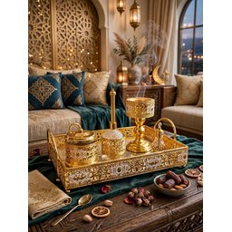 سيت مبخرة 4قطع ذهبي زجاج Gold incense burner set