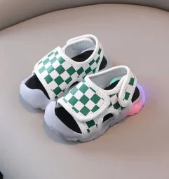 صندل بيبي شطرنج اخضر مضيئ Sandals Baby Green Glow