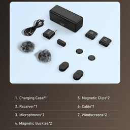 Telesin 2in1 Wireless Lavalier Microphone with Charging Case Telesin 2in1 Wireless Lavalier Microphone with Charging Case
