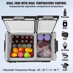 ثلاجة VEVOR المحمولة المخصصة للسيارات والرحلات بمواصفات تقنية متطورة وخيارات سعة متنوعة VEVOR portable car refrigerator
