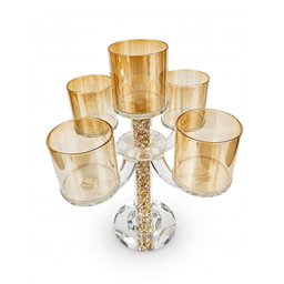شمعدان زجاج كريستال 5حاملات شمع candlestick