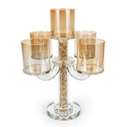 شمعدان زجاج كريستال 5حاملات شمع candlestick