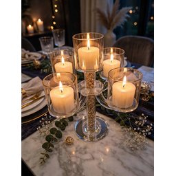 شمعدان زجاج كريستال 5حاملات شمع candlestick