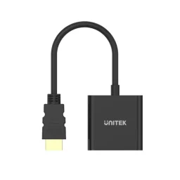 يونيتيك Y-6333 محول HDMI إلى VGA مع مخرج صوت 3.5 ملم - أسود UNITEK Y-6333 HDMI to VGA Adapter with 3.5mm Audio Output - Black