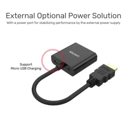يونيتيك Y-6333 محول HDMI إلى VGA مع مخرج صوت 3.5 ملم - أسود UNITEK Y-6333 HDMI to VGA Adapter with 3.5mm Audio Output - Black