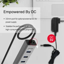 يونيتيك Y-3090 موزع يو إس بي 3.0 بـ 7 منافذ مزود بالطاقة - ألمنيوم UNITEK Y-3090 7-Port USB 3.0 Powered Hub - Aluminum