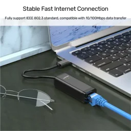 يونيتيك Y-1468 محول يو إس بي 2.0 إلى إيثرنت سريع - 10/100Mbps UNITEK Y-1468 USB 2.0 to Fast Ethernet Adapter - 10/100Mbps