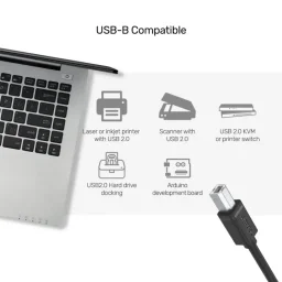 يونيتيك Y-C4001GBK كابل طابعة يو إس بي 2.0 إيه إلى بي - 2 متر أسود UNITEK Y-C4001GBK USB 2.0 A-to-B Printer Cable - 2m Black