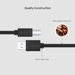 يونيتيك Y-C4001GBK كابل طابعة يو إس بي 2.0 إيه إلى بي - 2 متر أسود UNITEK Y-C4001GBK USB 2.0 A-to-B Printer Cable - 2m Black
