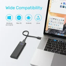 يونيتيك SolidForce S1203ABK حاوية M.2 NVMe SSD يو إس بي-سي 10 جيجابت في الثانية بدون أدوات - أسود UNITEK SolidForce S1203ABK USB-C 10Gbps Tool-Free M.2 NVMe SSD Enclosure - Black