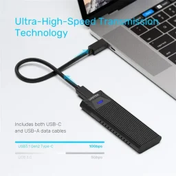 يونيتيك SolidForce S1203ABK حاوية M.2 NVMe SSD يو إس بي-سي 10 جيجابت في الثانية بدون أدوات - أسود UNITEK SolidForce S1203ABK USB-C 10Gbps Tool-Free M.2 NVMe SSD Enclosure - Black