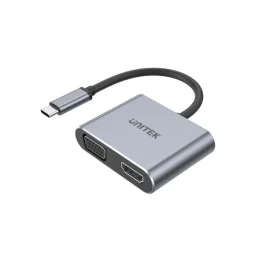 يونيتيك V1126A محول عرض مزدوج يو إس بي-سي إلى HDMI 2.0 4K@60Hz و VGA - رمادي فلكي UNITEK V1126A USB-C to HDMI 2.0 4K@60Hz and VGA Dual Display Adapter - Space Grey