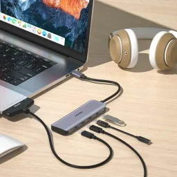 يونيتيك uHUB Q4 Next H1107K موزع يو إس بي-سي مع 4 منافذ يو إس بي-سي - 5 جيجابت في الثانية رمادي UNITEK uHUB Q4 Next H1107K USB-C Hub with 4 USB-C Ports - 5Gbps Space Grey