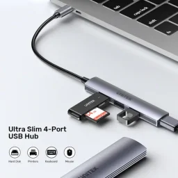 يونيتيك H1208B موزع يو إس بي-سي 4 منافذ - 1x يو إس بي 3.0 + 3x يو إس بي 2.0، رمادي ألمنيوم UNITEK H1208B 4-Port USB-C Data Hub with 1 USB-A 5Gbps and 3 USB-A 480Mbps Ports - Aluminum Grey