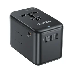 يونيتيك P1123ABK01 محول سفر عالمي GaN مع يو إس بي-سي 100 واط بي دي - EU/US/UK/AUS أسود UNITEK P1123ABK01 Universal GaN Travel Adapter with 100W USB-C PD - EU/US/UK/AUS Black