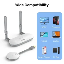 يونيتيك V1183A01 طقم جهاز إرسال واستقبال HDMI لاسلكي - حتى 50 متر أبيض UNITEK V1183A01 Wireless HDMI Transmitter & Receiver Kit - Up to 50m White