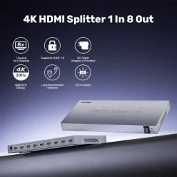 يونيتيك V1132A01-UK موزع HDMI 2.0 1 في 8 - 4K@60Hz، محول طاقة UK، رمادي فلكي UNITEK V1132A01-UK 1-in-8 HDMI 2.0 Splitter - 4K@60Hz, UK Power Adapter, Space Grey