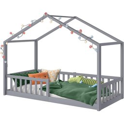 سرير الأطفال الخشبي على شكل منزل wooden house-style children's floor bed frame