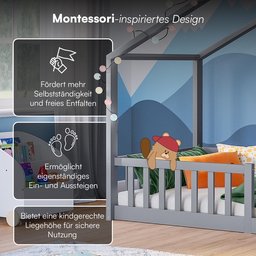 سرير الأطفال الخشبي على شكل منزل wooden house-style children's floor bed frame