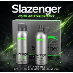 مجموعة عطر سلازنجر أكتيف سبورت عطر + مزيل تعرق بانتعاش رياضي يدوم طويلاً Slazenger Active Sport fragrance set – includes a fragrance and a deodorant, offering long-lasting sporty freshness.