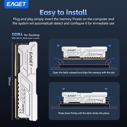رام إيجيت (EAGET) دي دي أر 4 سعة 32 جيجابايت (16x2) بتردد 3200 ميجاهرتز EAGET PS40 series DDR4 desktop RAM (U-DIMM)
