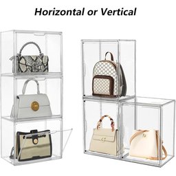 4 صندوق العرض والتخزين الأكريليك الشفاف plastic stackable storage and display box with a front-opening magnetic door