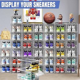 4 صندوق العرض والتخزين الأكريليك الشفاف plastic stackable storage and display box with a front-opening magnetic door