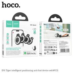 جهاز تعقب hoco E91 لمنع الفقدان طقم 4 قطع يعمل على أجهزة ايفون فقط - متوافق مع Apple Find My hoco E91 iPhone Apple Find My Tracker