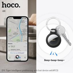 جهاز تعقب hoco E91 لمنع الفقدان طقم 4 قطع يعمل على أجهزة ايفون فقط - متوافق مع Apple Find My hoco E91 iPhone Apple Find My Tracker