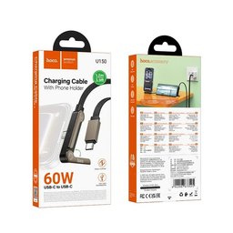 كيبل hoco U150 FlexStand من Type-C إلى Type-C بقوة 60W مع ستاند قابل للطي مدمج لمشاهدة الجوال أثناء الشحن hoco U150 60W USB-C Cable Stand