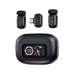 ميكروفون لاسلكي صغير بمنفذ Type-C مع خاصية تقليل الضوضاء ومؤشر شحن Mini Wireless Lavalier Microphone with Type-C Connector, Noise Reduction and Battery Indicator