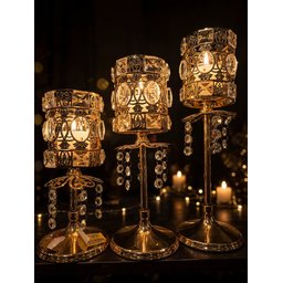 شمعدان ثلاثي ذهبي candle holder