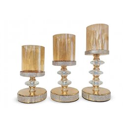 شمعدان زجاج ثلاثي ذهبي candle holder