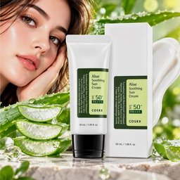 واقي الشمس بالصبار كوزركس COSRX SPF50+ لترطيب وتهدئة وحماية البشرة COSRX Aloe Sunscreen SPF50+ to hydrate, soothe, and protect the skin