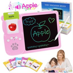جهاز التعليم المبكر 2 في 1: لوحة كتابة ورسم إل سي دي مع قارئ بطاقات ناطق للأطفال 2-in-1 Early Education Device: LCD Writing & Drawing Tablet with Talking Flash Card Reader