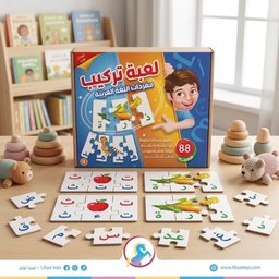 لعبة تركيب مفردات اللغة العربية التعليمية للأطفال (88 قطعة) Arabic Vocabulary Puzzle Learning Game for Kids