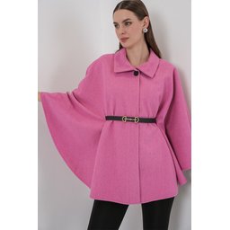 بونشو نسائي كاشيه بحزام 9170 - وردي Women's Belted Cachet Poncho 9170 - Pink