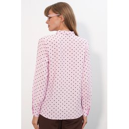 بلوزة نسائية منقطة بياقة وشاح 40007 - وردي Women's Polka Dot Scarf Collar Blouse 40007 - Pink
