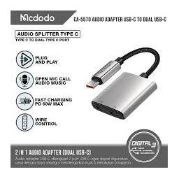 كابل MC USB-A إلى USB-C مزود بضوء تنفس بطول 1.2 متر MC 2 in 1 USB-C to Dual USB-C Audio Adapter