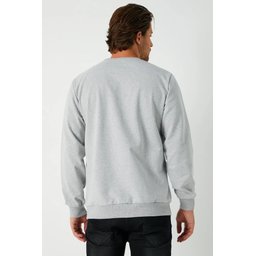 سويت شيرت رجالي رمادي بسيك بياقة دائرية من ميتاليك Mmetalic Men's Grey Basic Crew Neck Sweatshirt