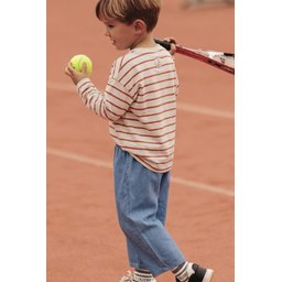 طقم بنطلون واسع بقصة فضفاضة موسمي - قرميدي مخطط Seasonal Wide-Cut Trousers Set - Terracotta Striped