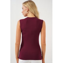 بودي نسائي بدون أكمام 4347 - لون خمري Women's Sleeveless Bodysuit 4347 - Burgundy